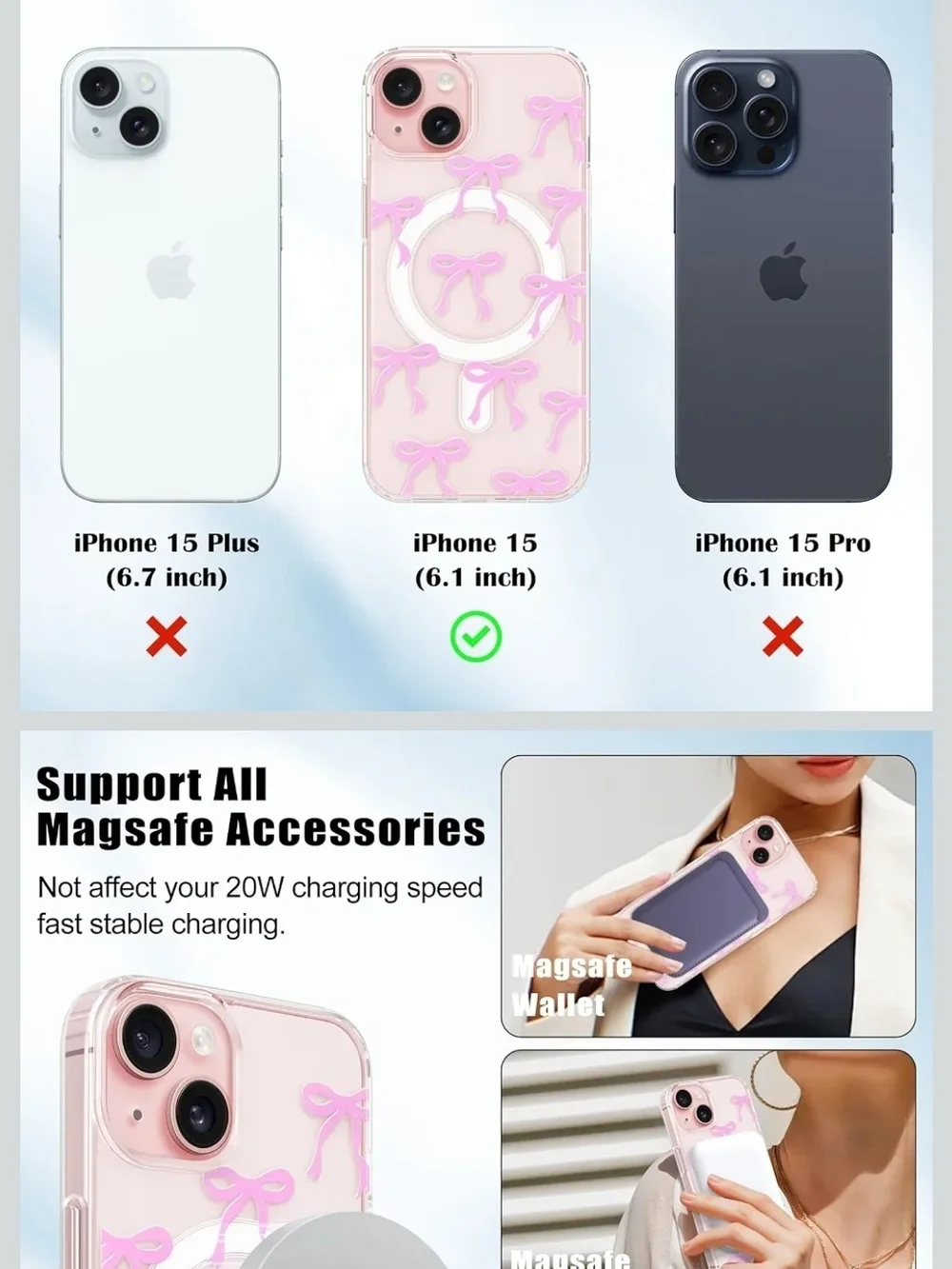 Pink Bow Clear Ring Grip Phone Case - Cute Protective Cover